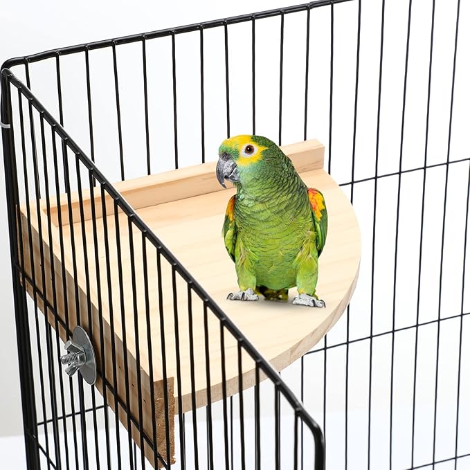 Wettarn 6 Pcs Bird Perch Platform Bird Corner Parrot Perch Corner Wooden Stand Sector Playground Cage Accessories Shelf for Parakeet Conure Cockatiel Budgie Gerbil Rat(7.1 x 7.1 Inch)