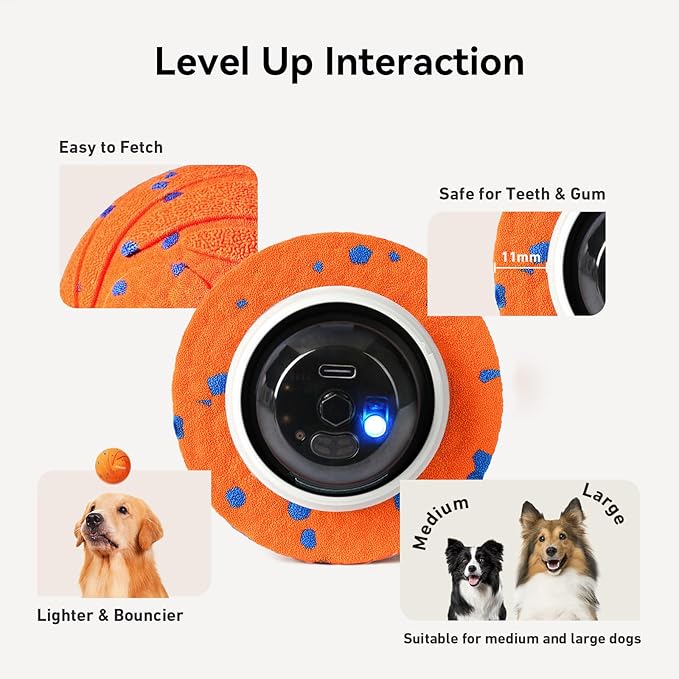 Cheerble Smart Interactive Dog Toy, Wicked Ball AIR, Automatic Moving, Bouncing, Rotating, IPX7 Waterproof Rating, Active Rolling Ball for Medium and Large Dogs