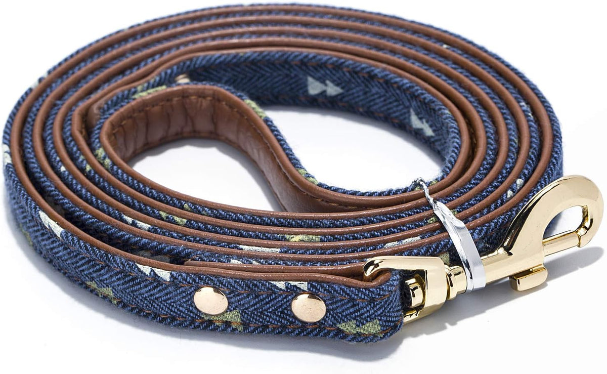Puppy Leash for Small Dogs Cute Leather Navy Leashes (Leash-Navy)