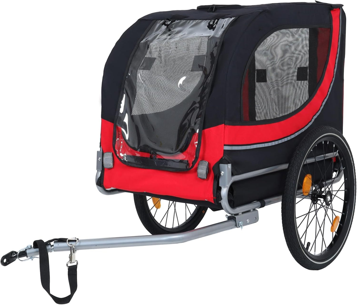 Blue-Grey Large Folding Bike Trailer for Dogs – Heavy-Duty Steel Frame, 66LB Capacity Pet Carrier for All-Terrain Cycling, Jogging & Camping Adventures!