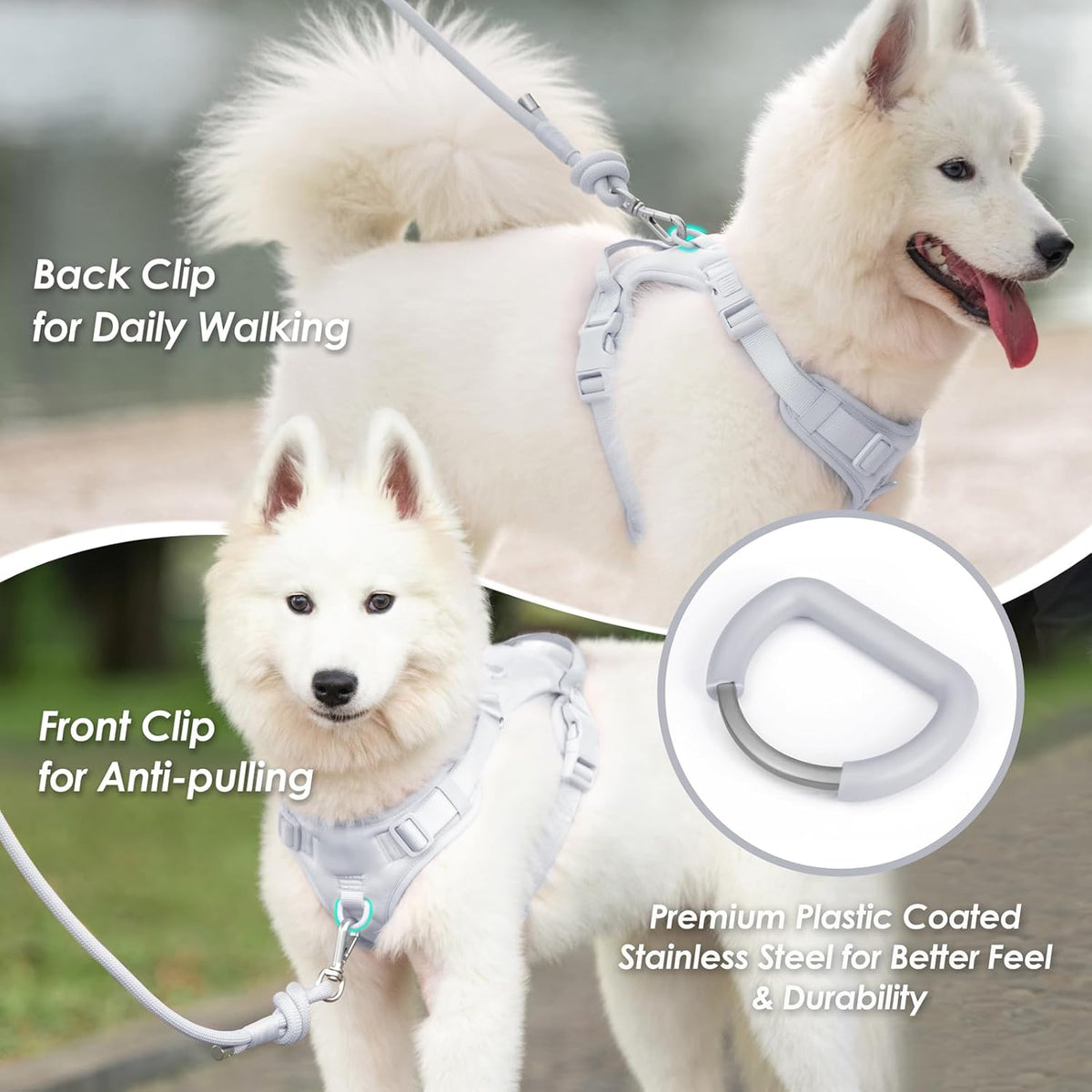 No Pull Dog Harness, Puppy Vest with Front Clip for Small Medium Large Sized Dog(Light Blue,M)