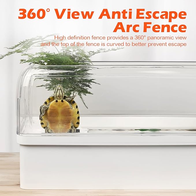 AZV Turtle Tank Habitat Kit,Aquatic Tortoise Enclosure Starter Aquarium with Multi-Function Area and Water Filter, Baby Adult Turtles Tub Complete House,Terrarium for Red Eared Slider Reptile Crab