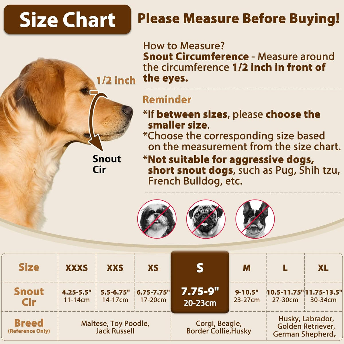 Crazy Felix Nylon Dog Muzzle for Small Medium Large Dogs Dachshund Beagle Poodle Labrador, Air Mesh Breathable and Drinkable Pet Mouth Cover for Anti-Biting Chewing Scavenging(Black,S)