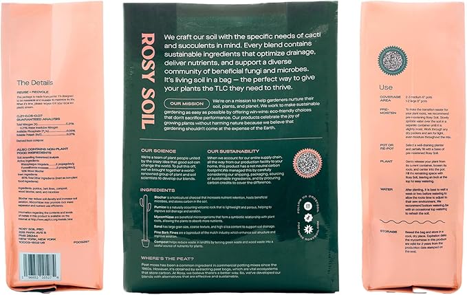 Cactus and Succulent Organic Potting Soil Mix for House Plants - Fast Draining, Root Boosting, Peat-Free, Less Prone to Gnats - Drought-Tolerant - Growth of Aloe Vera, Cacti and Indoor Succulents- 4qt