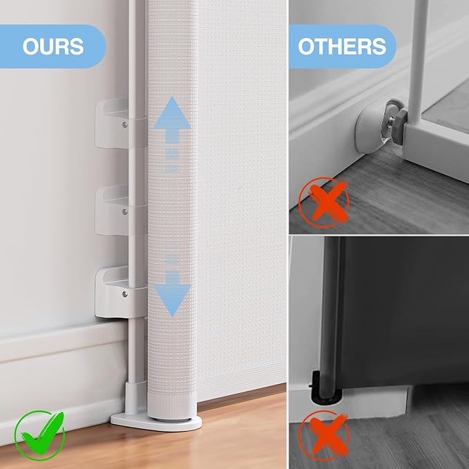 PRObebi Retractable Baby & Dog Gate - Extends to 54" Wide, 34" Tall - Stair, Doorway & Hallway Use