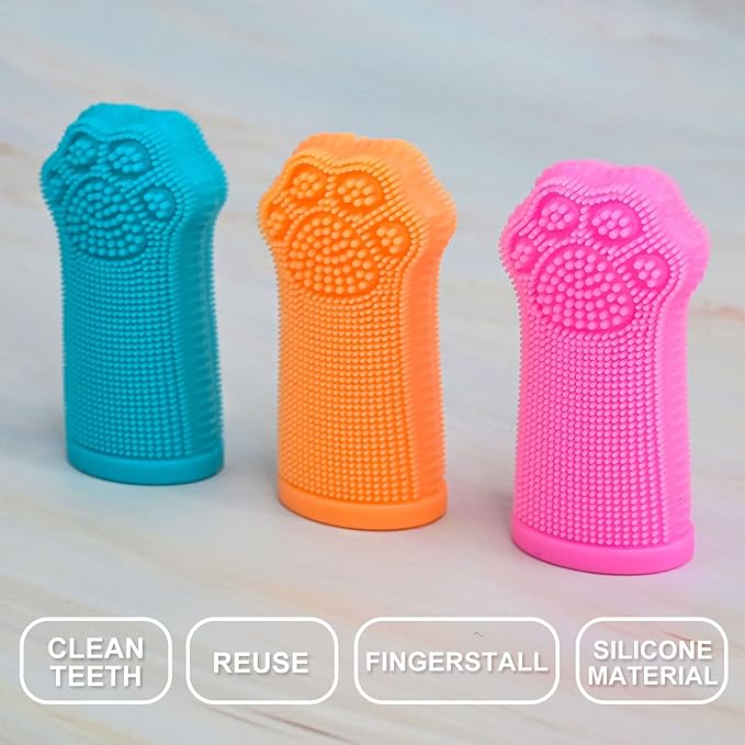 Hera Harmony Finger Toothbrush for Small Dogs, Cats & Puppies, Soft Silicone, 3 Pack