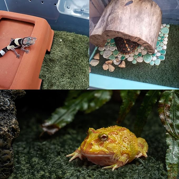 kathson 2 PCS Reptile Carpet Mat Terrarium Bedding Substrate Liner Mat Imitation Rainforest Crawler Mats for Snakes Bearded Dragon Gecko Chameleon Turtles Iguana（23.62 X 15.74 in）