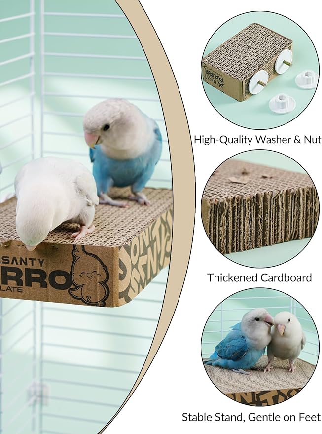 7.3 Inch Paper Bird Toys, Bird Platform, Parrot Toy, Help Birds Clean Beak, Release Stress, Reduce Boredom - Suitable for Budgie, Cockatiel, Lovebird, and Other Small to Medium-Sized Pet Birds