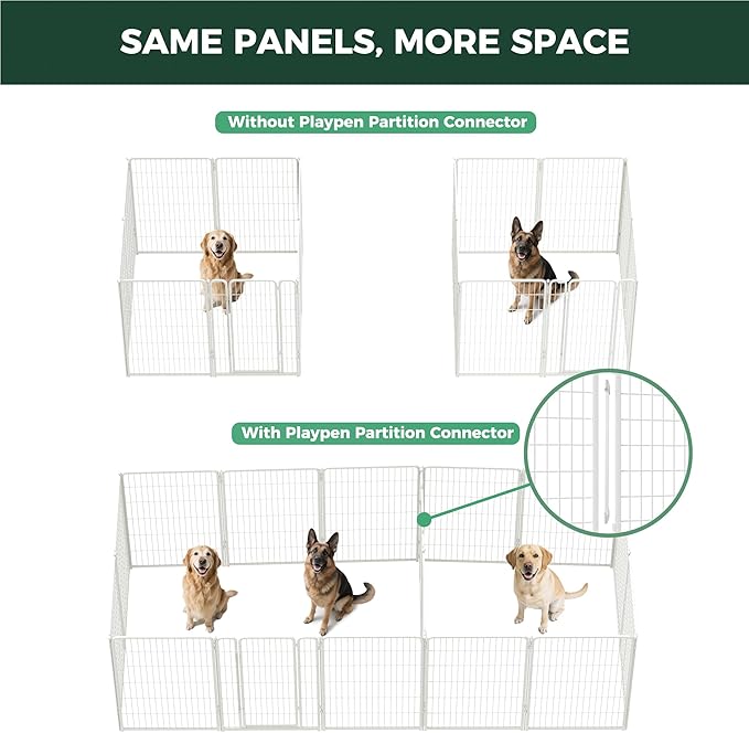 FXW Homeplus Unleashed Indoor Dog Playpen - Stress-Free and Safe Play, Heavy Duty 45 Inch 16 Panels Dog Pen with Connectors (Pack of 2) for Large Dogs, White│Patented
