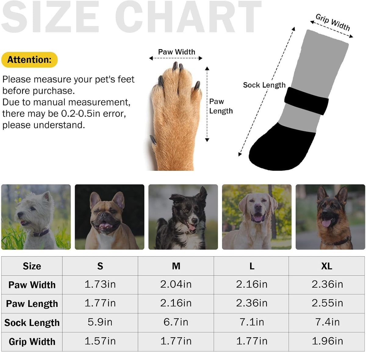 SCENEREAL Anti Slip Dog Boots & Paw Protectors for Hardwood Floor, Extended Dog Socks to Prevent Licking Paws, Waterproof Pet Snow Rain Shoe for Winter Large Senior Dogs, Grey L
