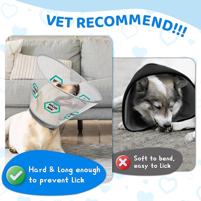 Supet Dog Cone Collar After Surgery to Stop Licking: Adjustable Recovery Elizabeth Collar Alternative for Large Medium Small Dogs, Plastic Pet Head Neck Cone (XS)