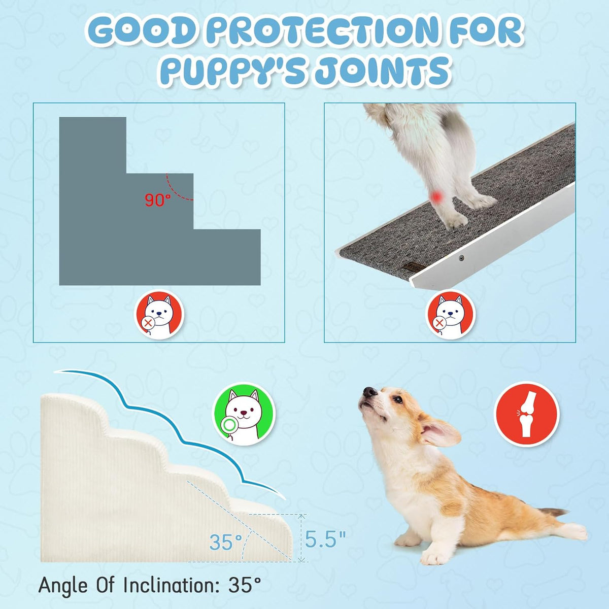 Dog Steps for Small Dogs, 4-Step Pet Ramp Stairs for High Beds and Sofa, Non-Slip Pet Stairs for Small Dogs and Cats, Removable and Easy to Clean Cover, Beige