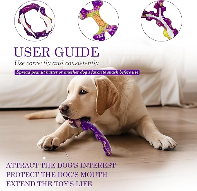 6-Pack Dog Toys for Aggressive Chewers: Dog Toy for Aggressive Chewer Large Breed, Dog Toy to Keep Them Busy, Dog, Bacon Flavor
