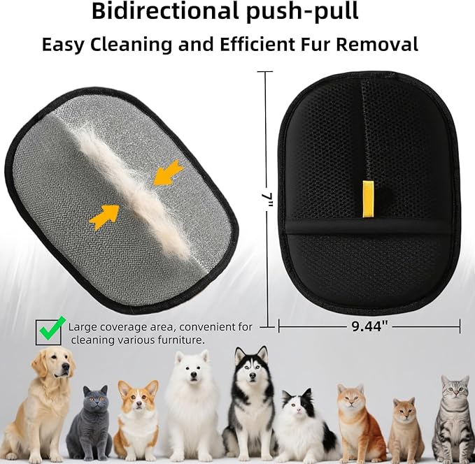 Electrostatic Pet Hair Removal Gloves for Cats&Dogs,2025 New Upgraded Reusable Quick De-Shedding Grooming Gloves,Animal Fur Remover Tool for Couch,Carpet,Furniture,Car Seat,Clothing,Curtain 1PcsYellow