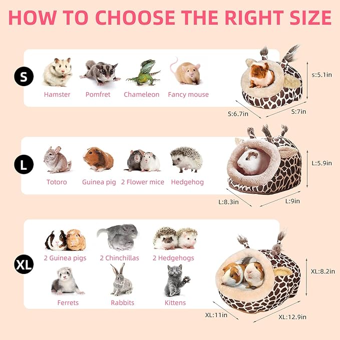 LEFTSTARER Guinea Pig Rat Bed and Hideout for Ferret Hedgehog Sleep and Hide, Hamster Small Pet Animals Supplies Toy Cage Accessories Nest