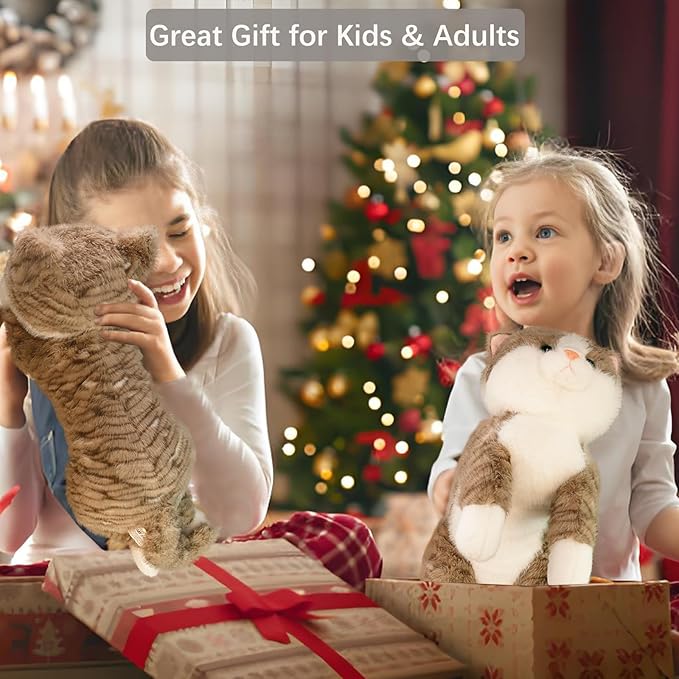 19 inch 3 lbs Cat Weighted Stuffed Animals, Realistic Weighted Cat Stuffed Animal, Sensory Comfort Plush Throw Pillow, Soft Kawaii Stuffed Kitty Plush Toy Gift for Adults Kids Youth