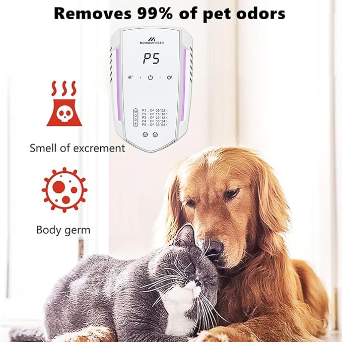 Cat Litter Deodorizer 99% Pets Poof Odor Eliminator Air Purifier Ozone Odor Removal Air Freshener for Home & Pets Litter Box Room Wardrobe Shoe Cabinet Toilet White