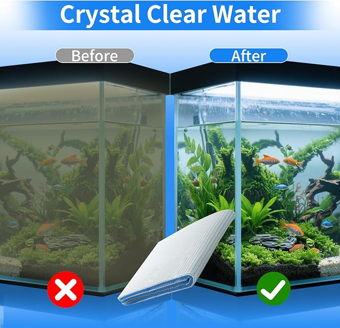 Aquarium Filter Media,48"x12"- 8-Layer Filter Sponge Pad for Fish Tank and Pond,Cuttable & Washable Aquarium Filter Floss for Crystal Clear Water