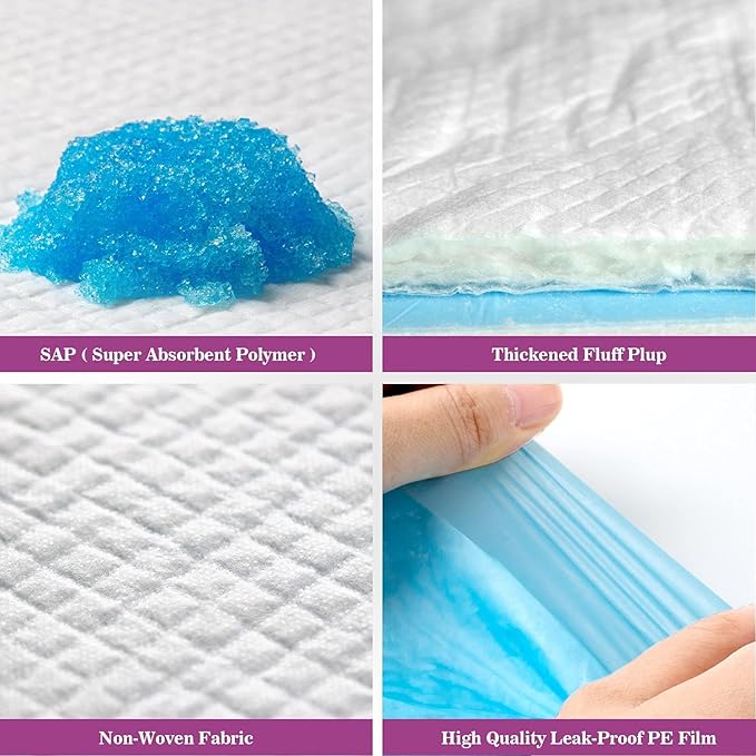 IMMCUTE Dog Pee Pads Extra Large 28"x34", X-Large Training Puppy Pee Pads Super Absorbent & Leak-Proof, XL Disposable Pet Piddle Pad and Potty Pads for Dogs, Puppies, Doggie (60 Count)