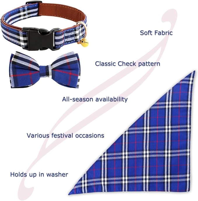 Yizepet Dog Collar with Bow Tie- Adjustable pet Collar for Dogs with Plastic Buckle Collar, Stylish Pattern for Small Medium or Large Boy and Girl Dog and Cat