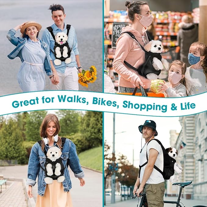 Dog Backpack Carrier, Adjustable Pet Front Carriers, Legs Out Carrying Sling Travel Bag for Small Medium Dogs 4-7 Lbs, Soft Wearable Puppy Chest Carry Backpacks for Walking/Hiking/Camping/Traveling