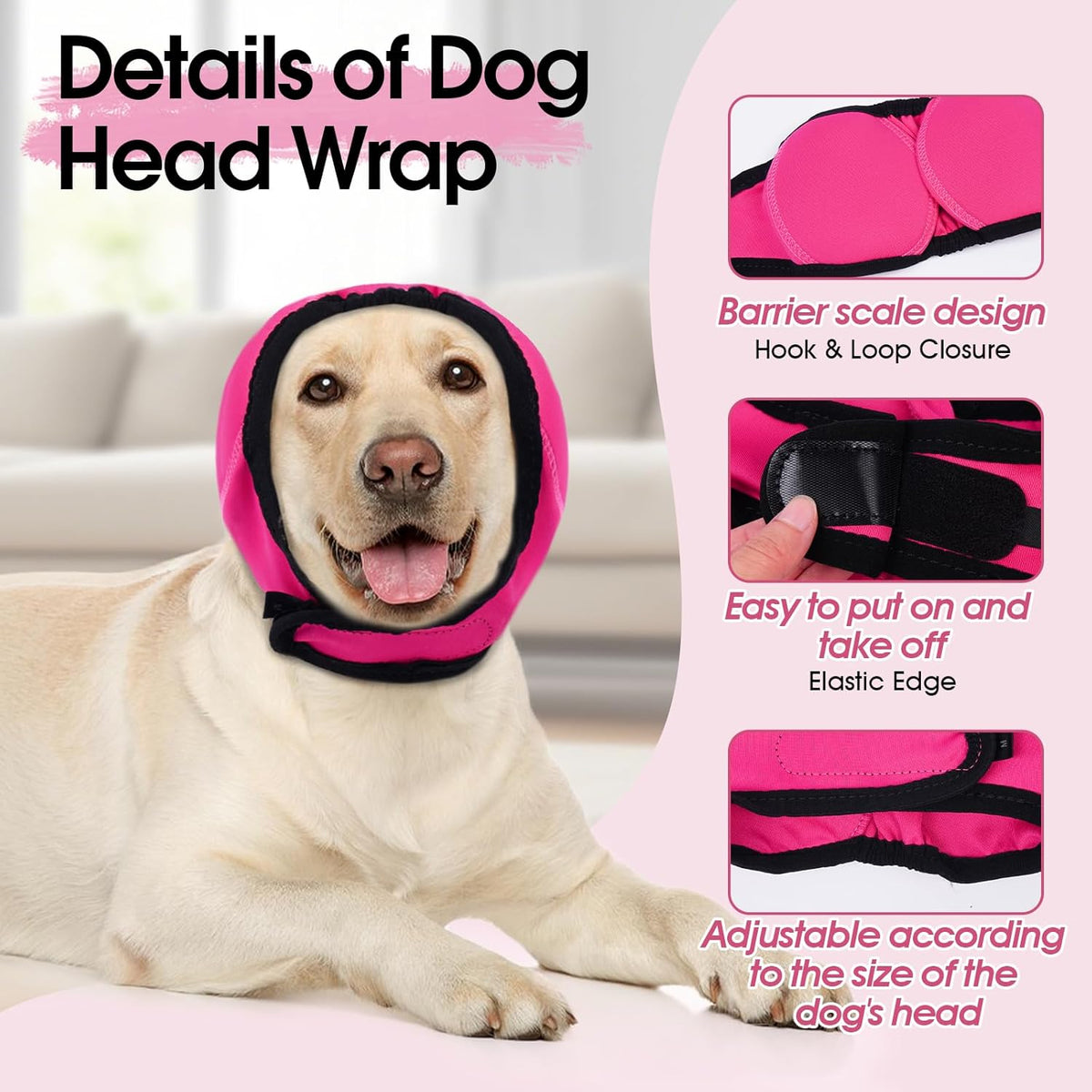 Dog Calming Hoodie, Dog Ear Muffs Noise Protection & Anxiety Relief, No Shake Ear Wraps for Dogs Quiet Ears Cover Headband for Fireworks Grooming Swimming Bathing Force Drying