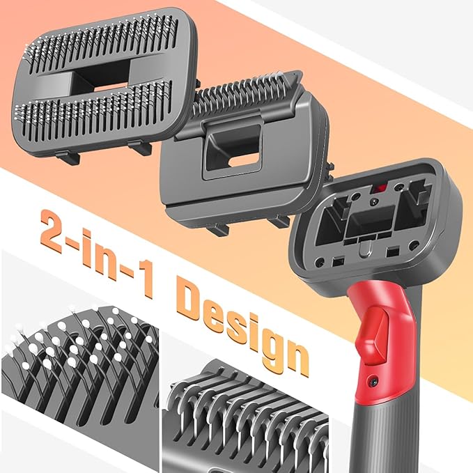 FUNTECK 2-in-1 Dog Hair Vacuum Brush for Grooming & Shedding Compatible with Dyson Gen5, V15, V12, V11, V10, V8, V7 – Removes Loose Hair, Dander, Undercoat & Tangles – Self-Cleaning Design
