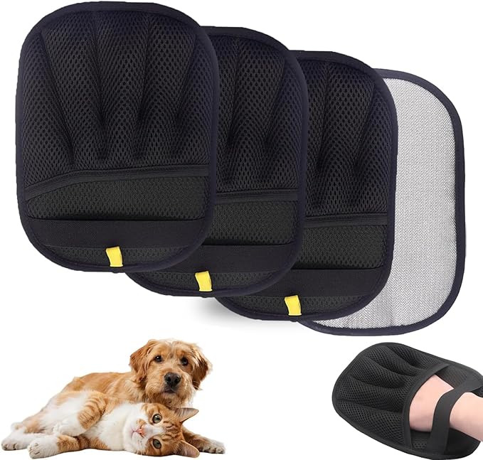 3PC Pet Hair Removal Glove for Cats & Dogs, 2025 Newly Upgraded Five-Finger Electrostatic Pet Hair Gloves, Reusable Pet Hair Remover Tool for Furniture, Car, Couch, Carpet, Clothes