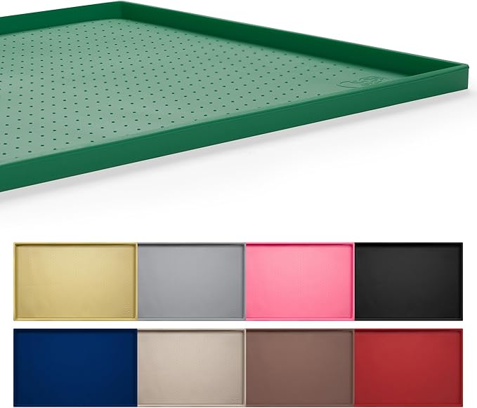 Hubulk Dog Feeding Mat,100% Waterproof Food Grade Silicone Pet Food and Water Bowl Placemat,Dishwasher, High Raised Edge to Prevent Spills,Nonslip Tray to Stop Messes on Floor(19"x12"x0.5",Hunter