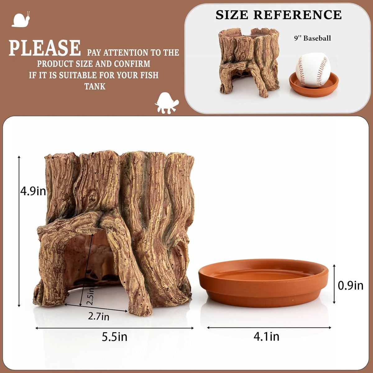 Reptile Hide Cave Resin – Moisture Keeping Reptile Shelter with Clay Water Basin for Leopard Gecko, Snake, Lizard, Amphibians – Humidifying Help Shedding & Natural Habitat Design,2in1