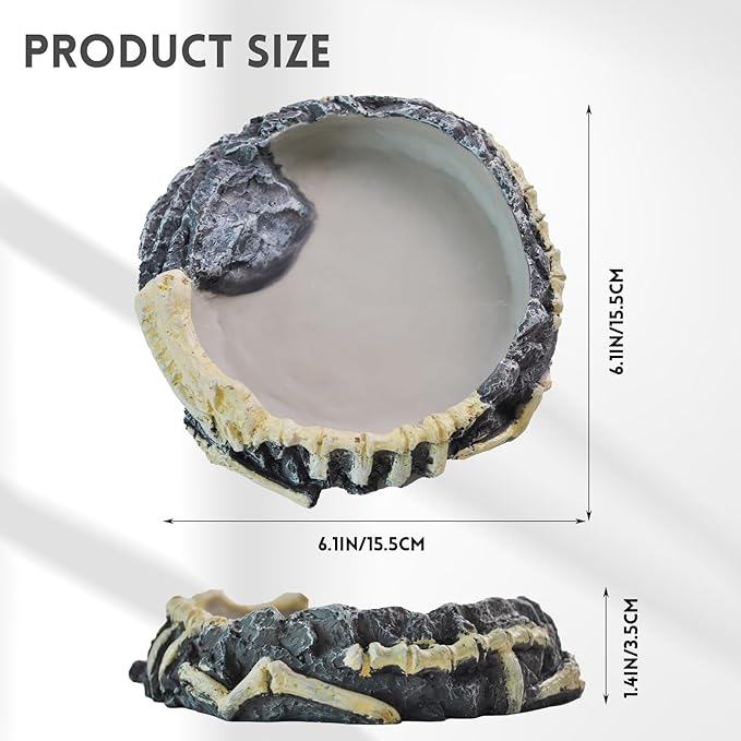 Reptile Food Water Bowl Resin Rock Gecko Feeding Dish Tortoise Feeder Food and Water Plate Amphibian Drinking Basin Reptile Habitat Tank Accessories for Turtle Lizard Leopard Gecko Chameleon