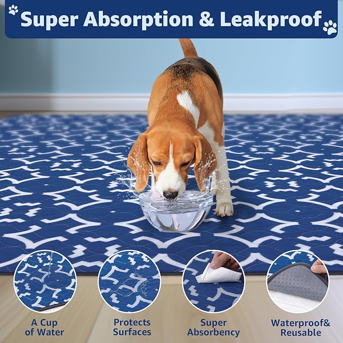 LOOBANI Washable Pee Pads for Dogs: 65"x 48" Extra Large Reusable Puppy Pads,1 Pack Absorbent Whelping Pad Leakproof Dog Playpen Mat, Waterproof Non-Slip Dog Training Pads for Floor, Crate, Potty