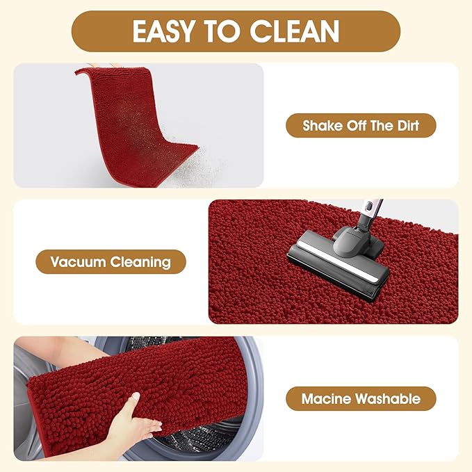 IM HOME 48" x 38" Red Dog Door Mats for Muddy Paws, Chenille Absorbent Dog Mat, Non Slip Heavy Mud Mat for Dogs, Soft Pet Bed Mat for Entryway, Mud Paws, Inside Floor