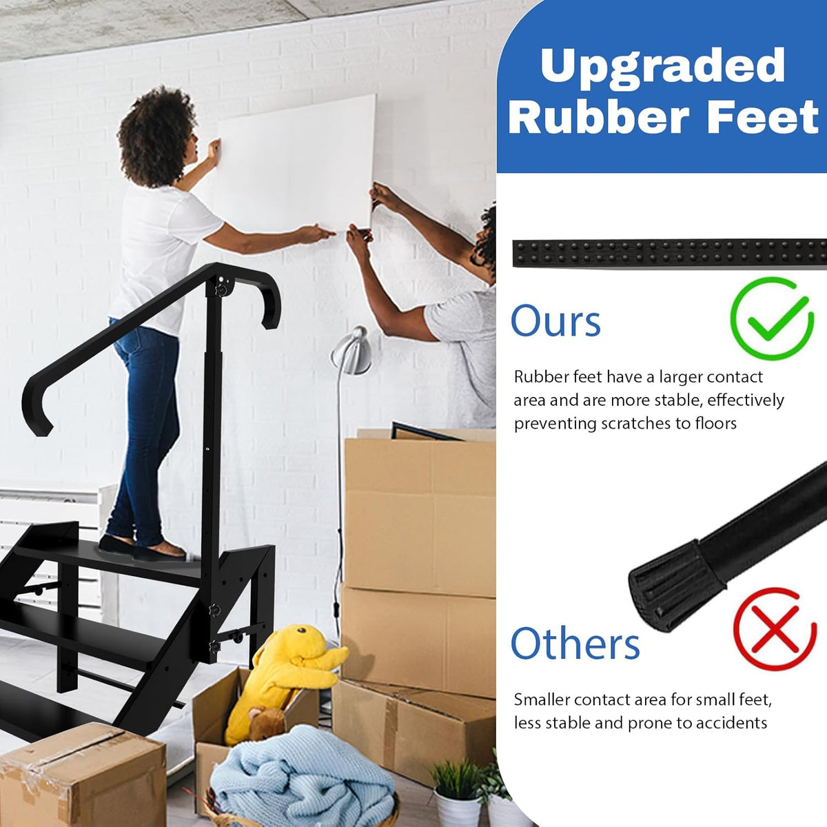 RV Step Stool Foldable, Folding 3 Step Ladder, Hot Tub Steps with Handrail, Portable Pool Ladder, 660Lbs Heavy Duty Ladder Shelf Outdoor Mobile Home Stairs for Camper, Porch, SPA Pool, Pet