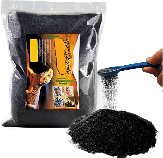 BNOSDM Reptile Sand Bearded Dragons Substrate Sands Lizard Terrarium Bedding Desert Blend for Snakes Geckos Chameleon Tortoise Frogs Scorpion Invertebrates Amphibian 2.2lb (Black)