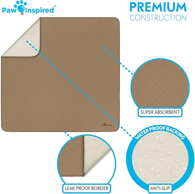 Paw Inspired Washable Pee Pad for Dogs | Leakproof, Non-Slip Reusable Puppy Pad for Potty Training, Whelping, Waterproof Mat (72x72 Size, Pack of 1)