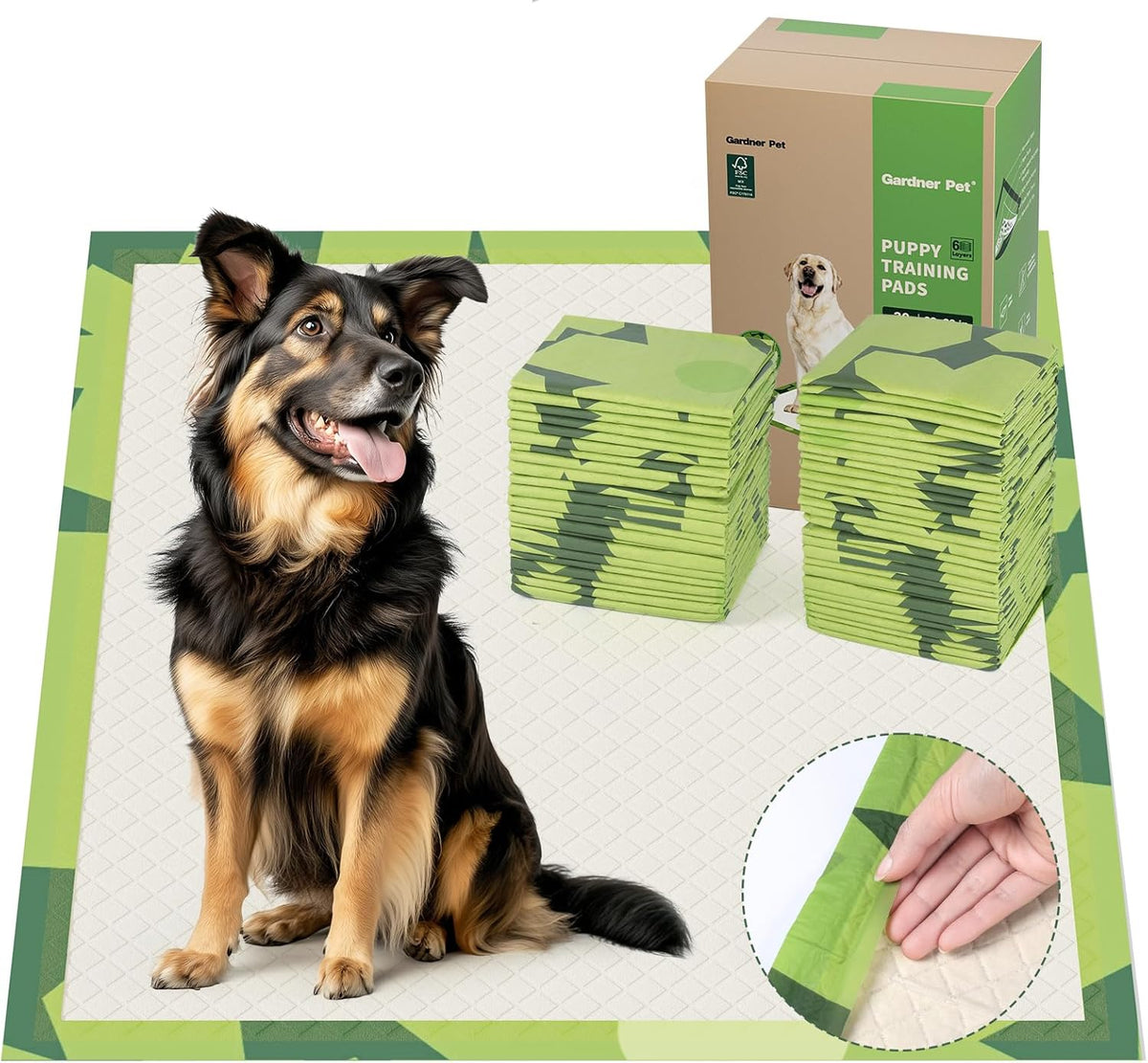 Gardner Pet Disposable Puppy Pads XL, 28" x 30" Dog Pee Pads for Dogs, Super Absorbent & Leak-Proof Full Edge-Wrapping Extra Thick Dog Potty Training Pads (100 Count)