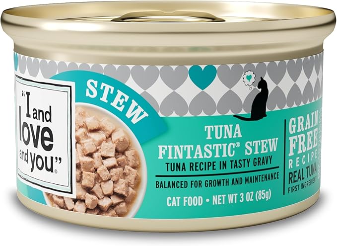 I and love and you Wet Cat Food - Tuna Fintastic Stew - Tuna Recipe, Grain Free, Filler Free, 3oz Pack of 24 Cans