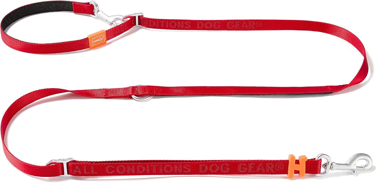 HOWGO 8-in-1 Multifunctional Hands Free Dog Training Leash with Padded Handle, 8.5 FT Nylon Adjustable Length, Lightweight Aviation Aluminum, Crossbody Waist Leash for Puppy Medium Large Dogs (Red)