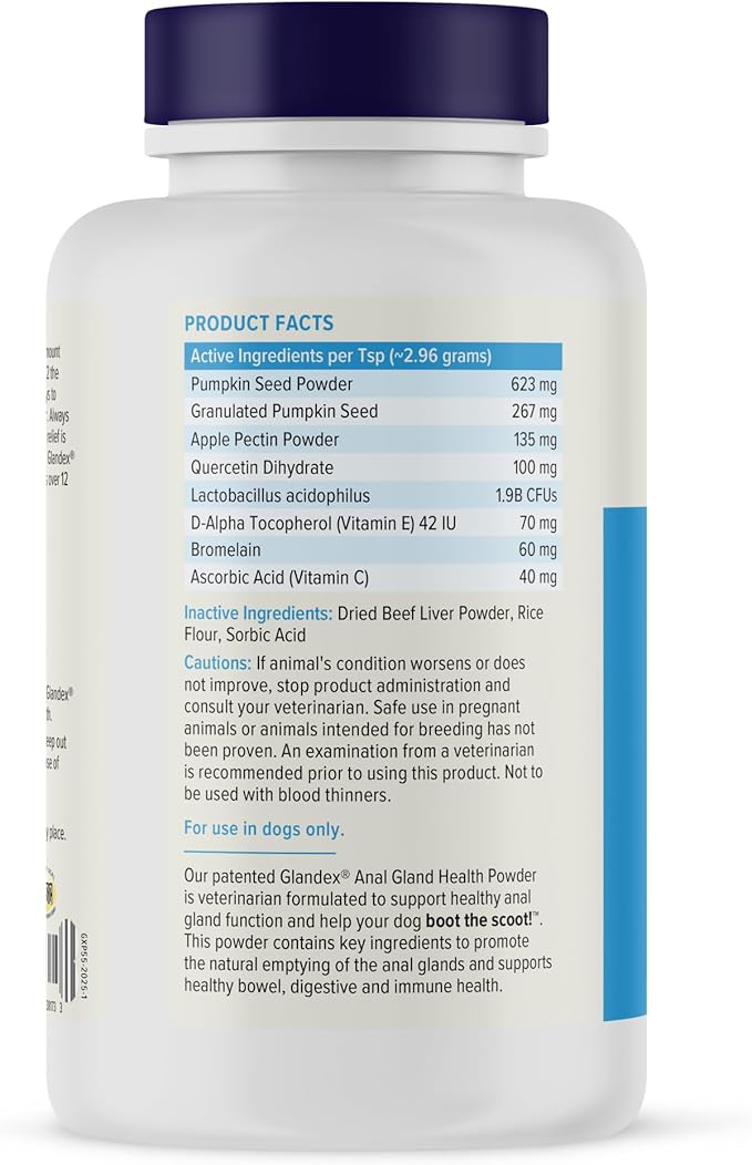 Vetnique Glandex Dog Fiber Supplement Powder for Anal Glands with Pumpkin, Digestive Enzymes & Probiotics - Vet Recommended (Regular or Advanced Strength) - Boot The Scoot (5.5oz Powder, Beef Liver)