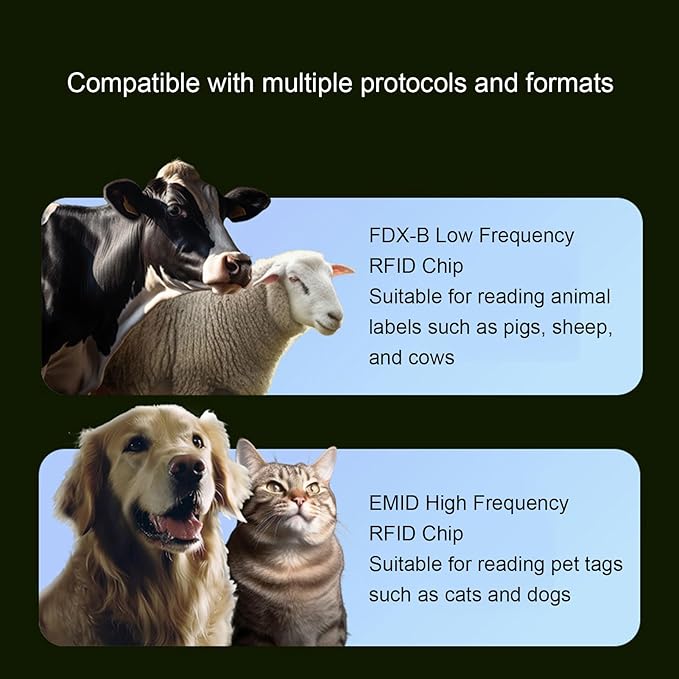 EBTOOLS Pet Microchip Scanner, FDX B EMID ISO11784 85 1.44 Inch TFT Screen 500 Data Storage Rechargeable Portable Reader, with USB Connectivity, for Dog Cat Pig Animal