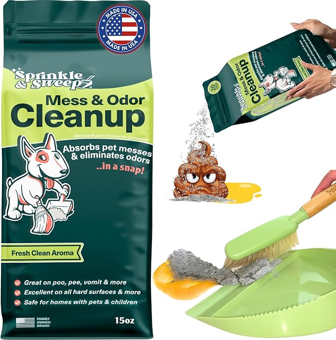 Dog Pee Cleaner | Pet Accident Cleanup Powder | Vomit Cleanup Kit for Hard Surfaces | Puppy Potty Training Aid | Dog Diarrhea Accident Absorbent | Non-Toxic Odor Remover