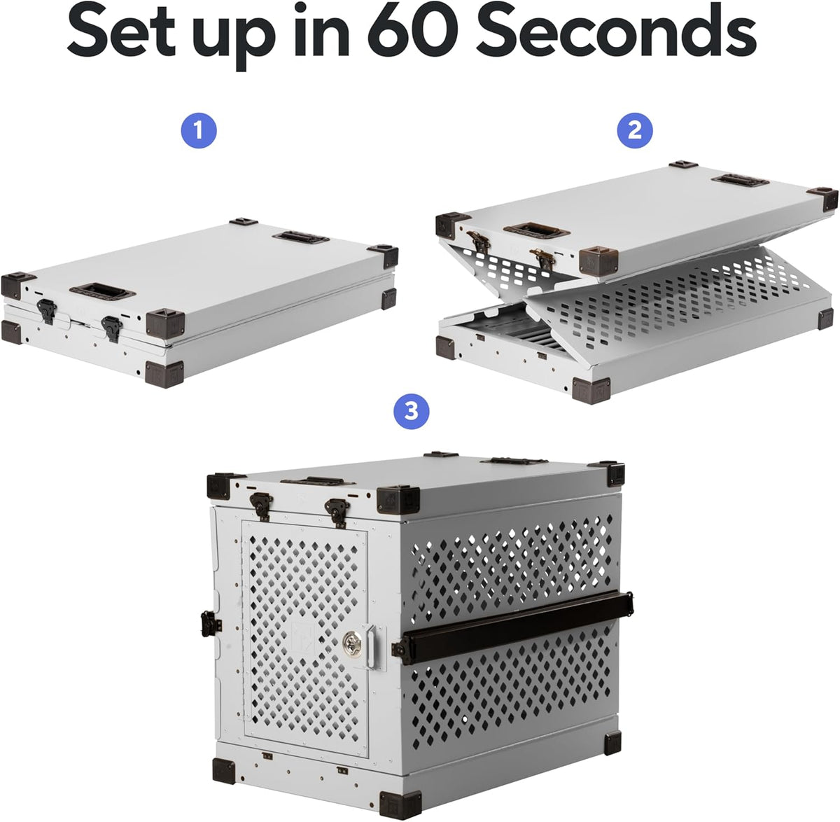Impact Collapsible Dog Crate - Foldable Hard Crate for Extra Large Dogs - Heavy Duty Travel Kennel with Powder-Coated Aluminum - Quick Setup for Indoor & Outdoor (Gray, 40"+ (40.5" L x 27.5”W x 34" H)