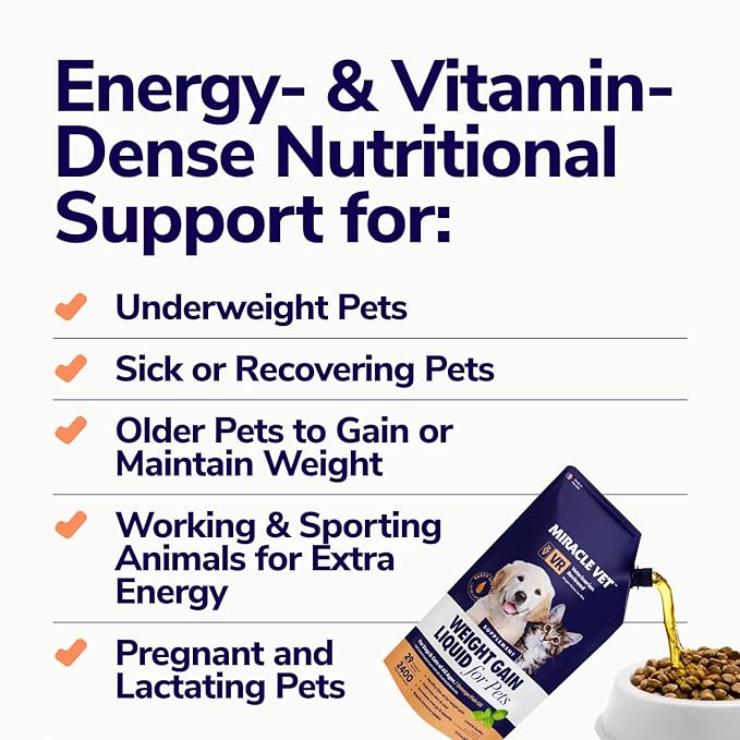 High-Calorie Weight Gainer for Dogs & Cats - Multivitamin Nutritional Supplement Gel, Omega Fish Oil, Calcium - Puppy, Senior, Prenatal Cat & Dog Vitamins, Supplements for Weight Gain