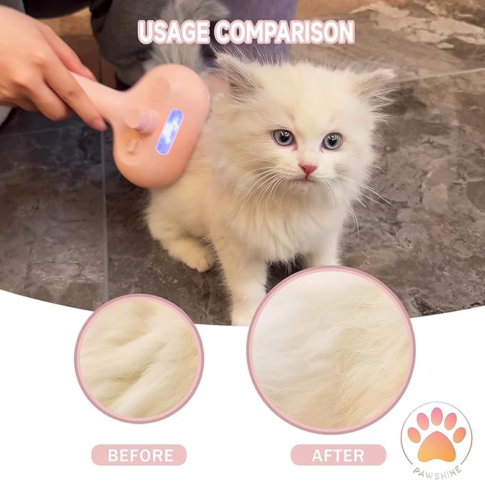 Cat steam brush – Effective Pet Brush for Indoor Cats, Steam Technology for Shedding, Mats & Grooming – Ideal cat brush indoor for Deep Cleaning (Pink)