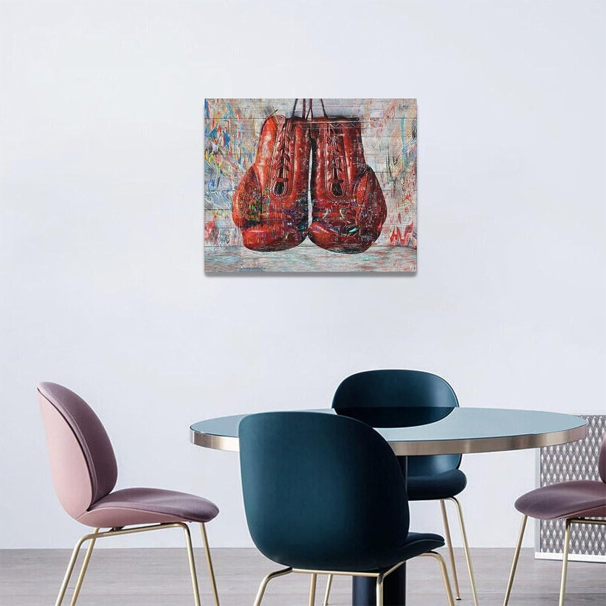 Quorin Banksy Graffiti Boxing Wall Art Red Boxing Gloves Pictures Gym Sport Wall Decor Canvas Print Painting Artwork for Gym Living Room Bedroom 16"x20"