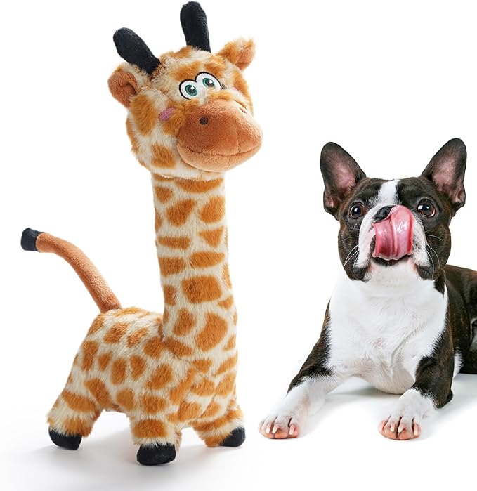 Nocciola Twistable Giraffe Pup Dog Toy, Interactive Stuffed Plush Crinkle Puppy Supplies for Small Medium Breeds to Keep Them Busy