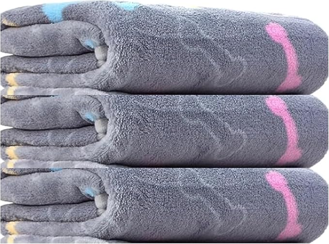 Dog Blankets Washable, 3 Pack Dog Blanket Washable 41" x 31", Fuzzy Soft Pet Mat Throw Cover for Kennel Crate Bed, Blankets for Dogs, Pet Blanket (Grey Bone-3 Pcs, Large (41 in x 31 in))