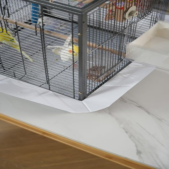 Metal Bird Cage 24 Inch High, Parrot Cage with Pull-Out Tray and 2 Perches, Bird Carrier for Parakeet, Cockatiels, Budgies and Small Medium Sized Birds Black