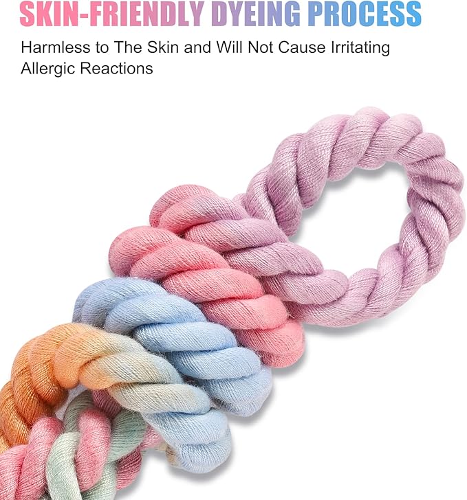 Dog Leash 5 FT Handmade Braided Cotton Rope Leashes for Small Medium and Large Dogs, New Golden Heavy Duty Metal Clasp, Colorful Macaron